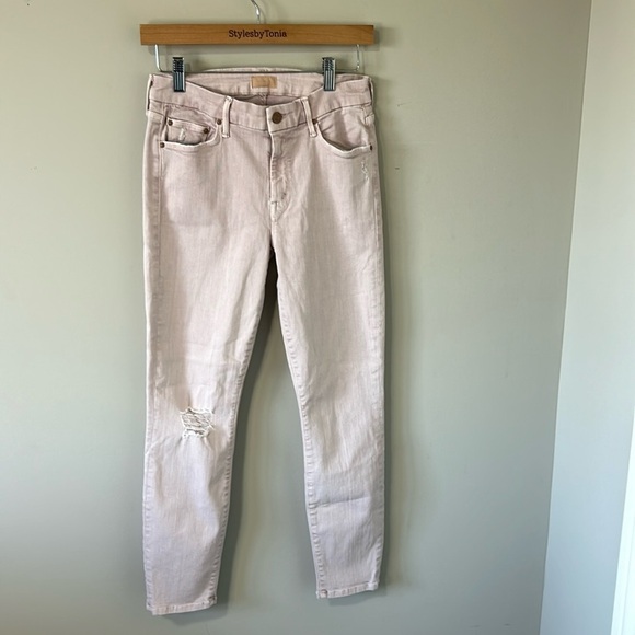 MOTHER The Looker Crop Jean Sexy Just Walked Into Town Blush Pink Sz 27 - Picture 3 of 14